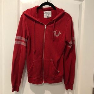 True religion Red studded zip up hoody